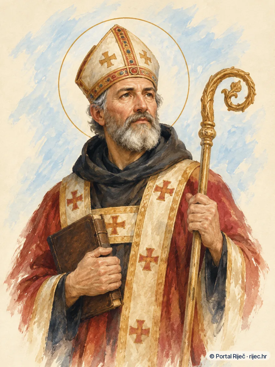 Sveti Augustin Canterburyjski biskup misionar s pastirskim stapom - ilustracija