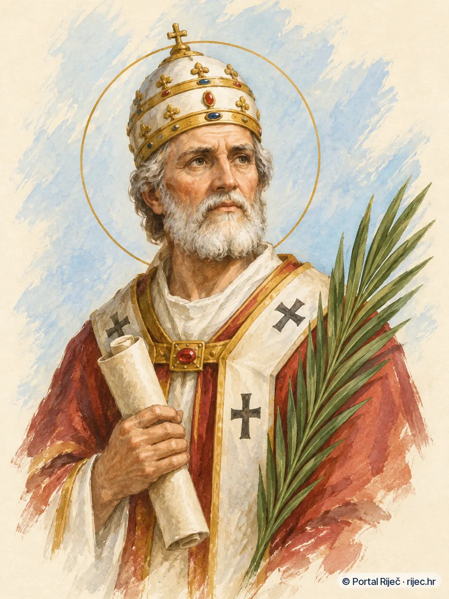 Sveti Ivan I. u papinskom ruhu, starac sa svitkom i palmom mucenistva zbog zatocenistva - ilustracija