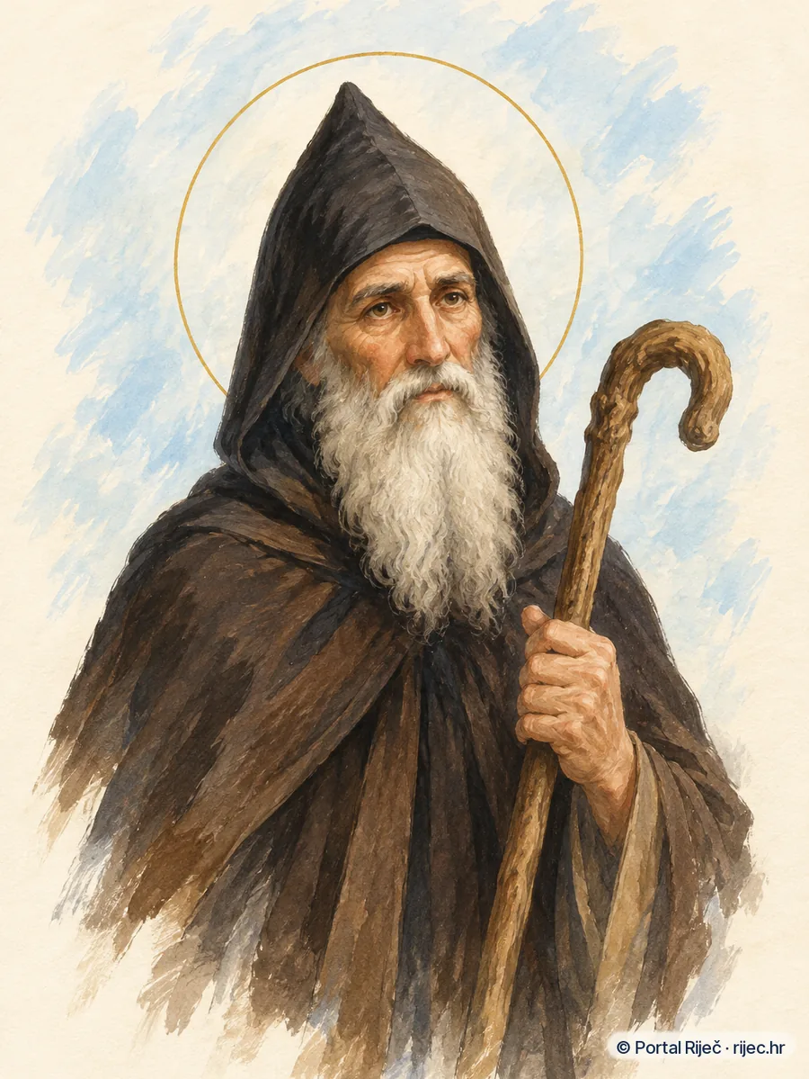 Sveti Sava Posveceni, starac redovnik u istocnim monaskim odorama sa spicastom kapom - ilustracija