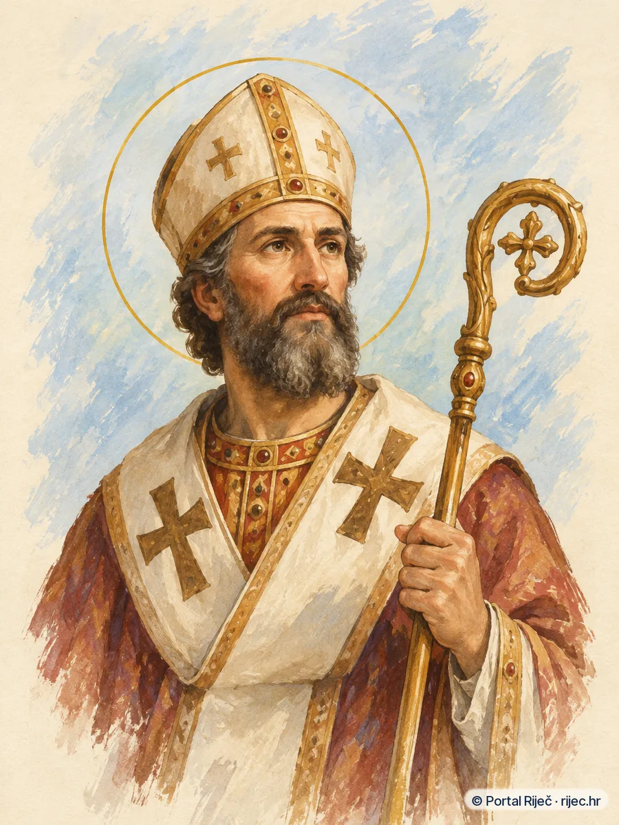 Sveti Teotim biskup crnomorske oblasti s pastirskim stapom odlucnog drzanja - ilustracija
